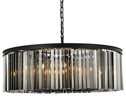 Elegant Lighting 1208G43-SS/RC Sydney 10 Light 44"W Crystal Drum - Matte BlackBy Elegant Furniture & Lighting