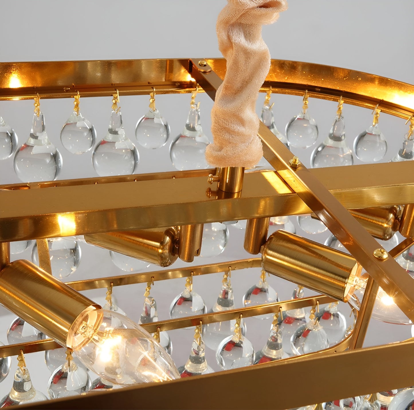 Houffalize | Gold/Black Crystal Round Chandelier for Living Room, Gold29.5"By Miron Demid LLC