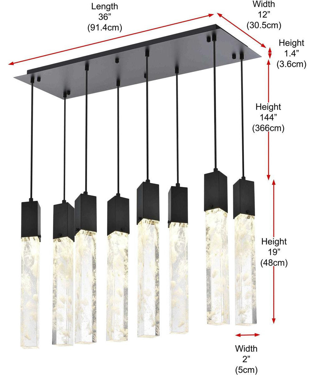 Aurora 8 Light Pendant, BlackBy Elegant Furniture & Lighting