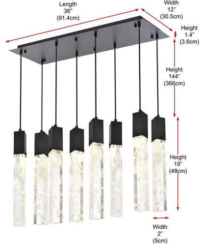 Aurora 8 Light Pendant, BlackBy Elegant Furniture & Lighting