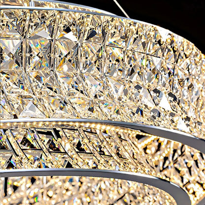 Albano Vercellese | Chic Chrome/Gold Creative Round Crystal Chandelier, Gold, 1 Ring Large - Dia39.4xh6.7" / Dia100xh17.7cm, Warm LightBy Miron Demid LLC