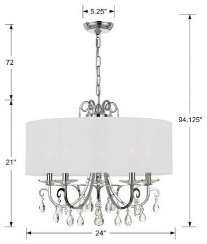 Othello 5 Light Chandelier in Classic Style, 24"Wx21"HBy Crystorama Lighting