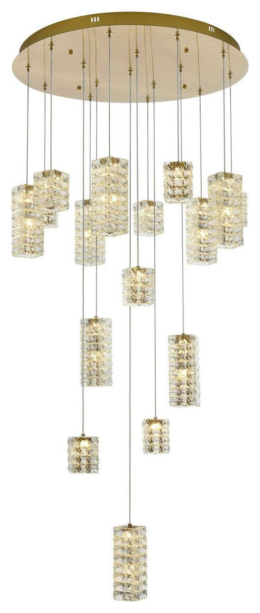 Aston 16 Light Pendant, Satin GoldBy Elegant Furniture & Lighting
