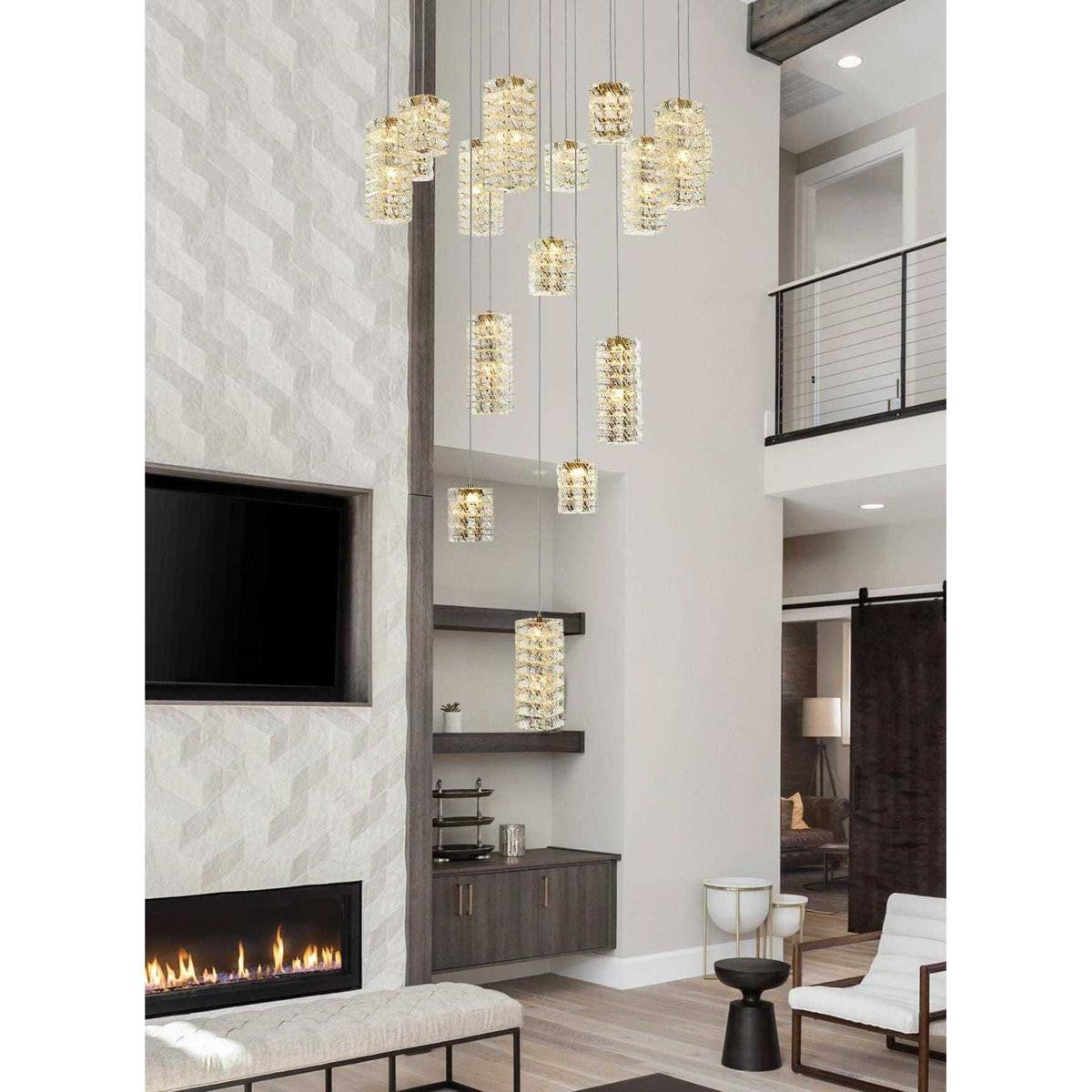 Aston 16 Light Pendant, Satin GoldBy Elegant Furniture & Lighting