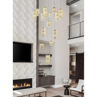Aston 16 Light Pendant, Satin GoldBy Elegant Furniture & Lighting