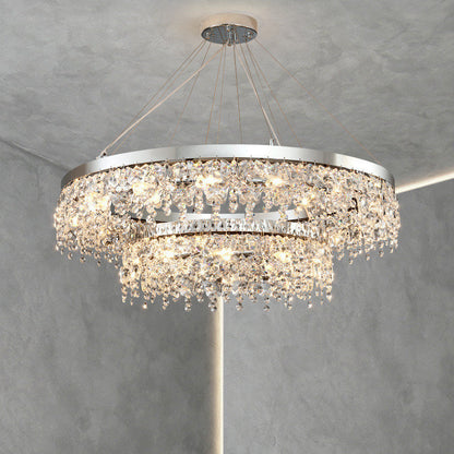 Modern Chrome Crystal LED Chandelier for Dining Room, Kitchen, Dia39.4xh7.0+39.4", 1 Ring, Cool LightBy Miron Demid LLC