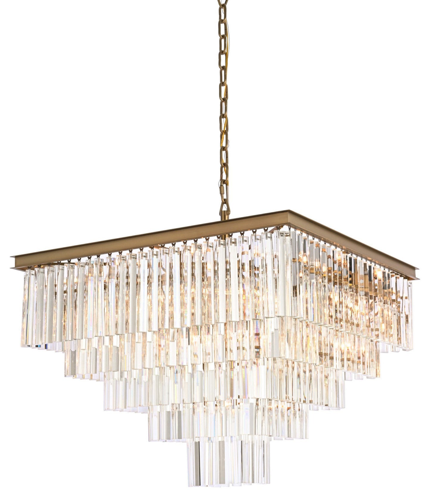Elegant Lighting 1201S34 Sydney 21 Light 34"W Crystal Waterfall - Satin GoldBy Elegant Furniture & Lighting