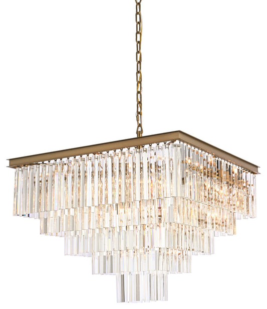 Elegant Lighting 1201S34 Sydney 21 Light 34"W Crystal Waterfall - Satin GoldBy Elegant Furniture & Lighting