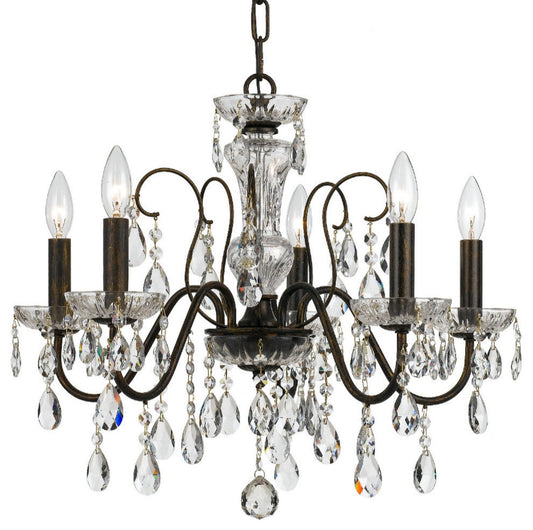 Butler 5 Light Clear Crystal English Bronze ChandelierBy Crystorama Lighting