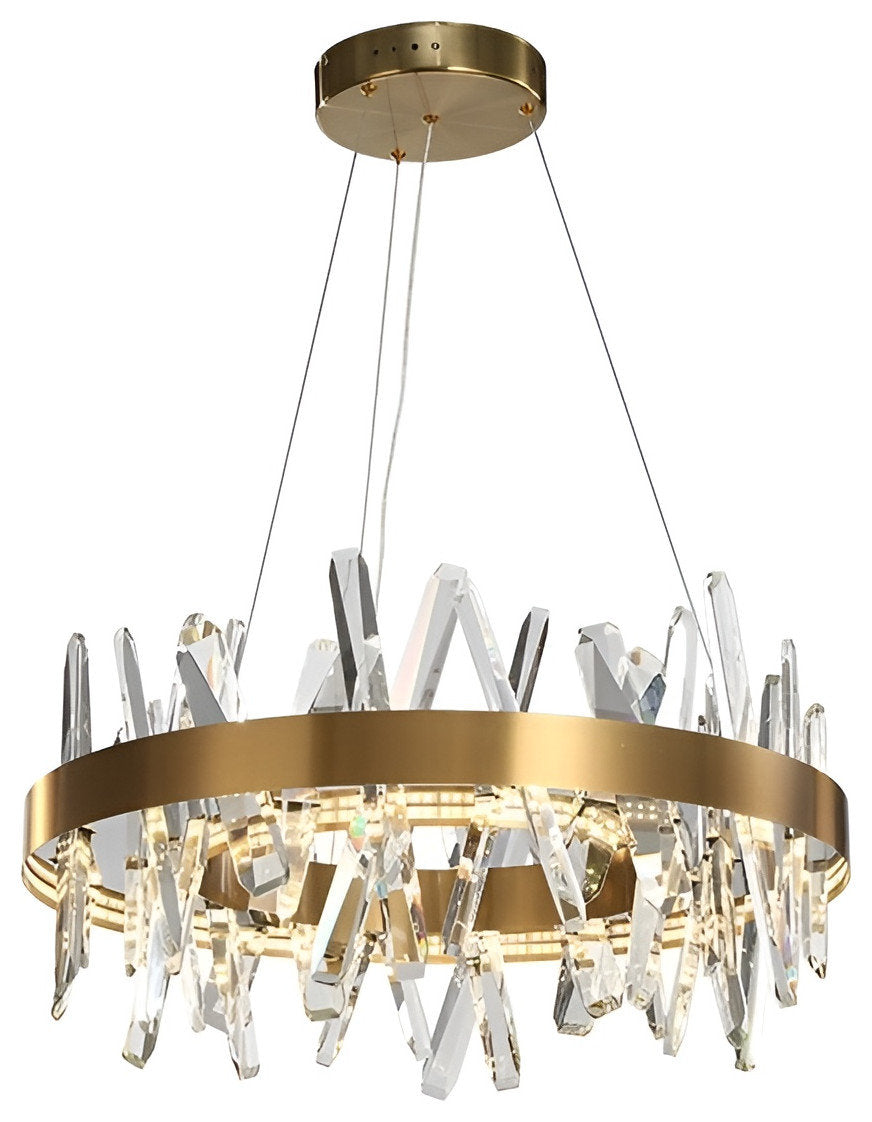 Zaccanopoli | Creative Gold Round Crystal Chandelier for Living Room, 31,5"By Miron Demid LLC