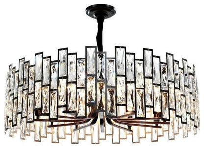 Montreux | Modern Drum Black Crystal Chandelier for Living Room, 23.6"By Miron Demid LLC