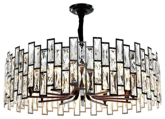 Montreux | Modern Drum Black Crystal Chandelier for Living Room, 23.6"By Miron Demid LLC