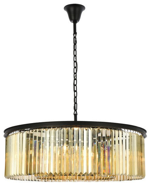 Elegant 1238G43MB-GT/RC Sydney 10-Light Matte Black Chandelier Golden TeakBy Elegant Furniture & Lighting