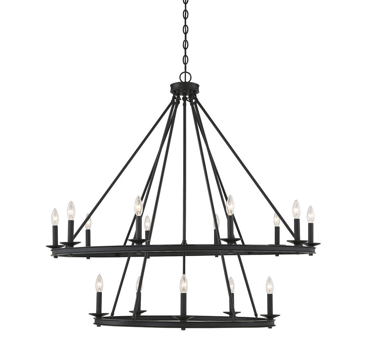 Middleton Chandelier, 15-Light, Matte Black, 45"W (1-312-15-89 1N2WC)