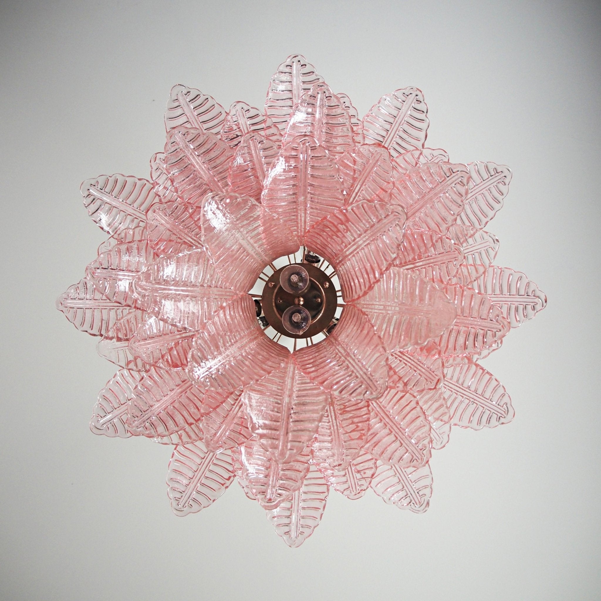 Murano Pink Glass Leaf Chandelier
