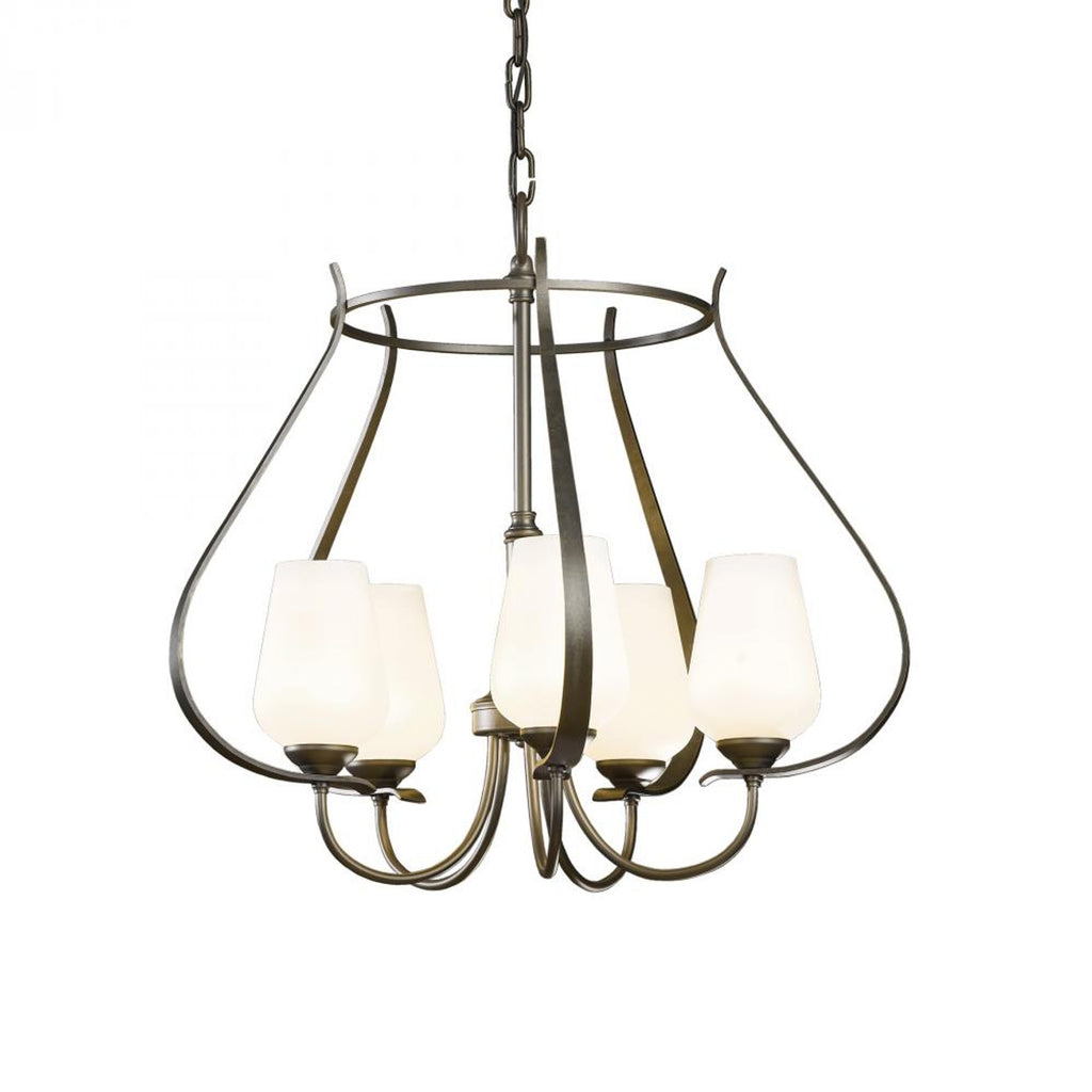 Flora Chandelier, 5-Light, Dark Smoke, Opal Glass, 22.2"W (103045-SKT-07-GG0303 23KUA0)