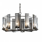 New Town Chandelier, 10-Light, Sterling, Seeded Clear Glass, 30"W (103290-SKT-85-II0184 5D0NQJ)