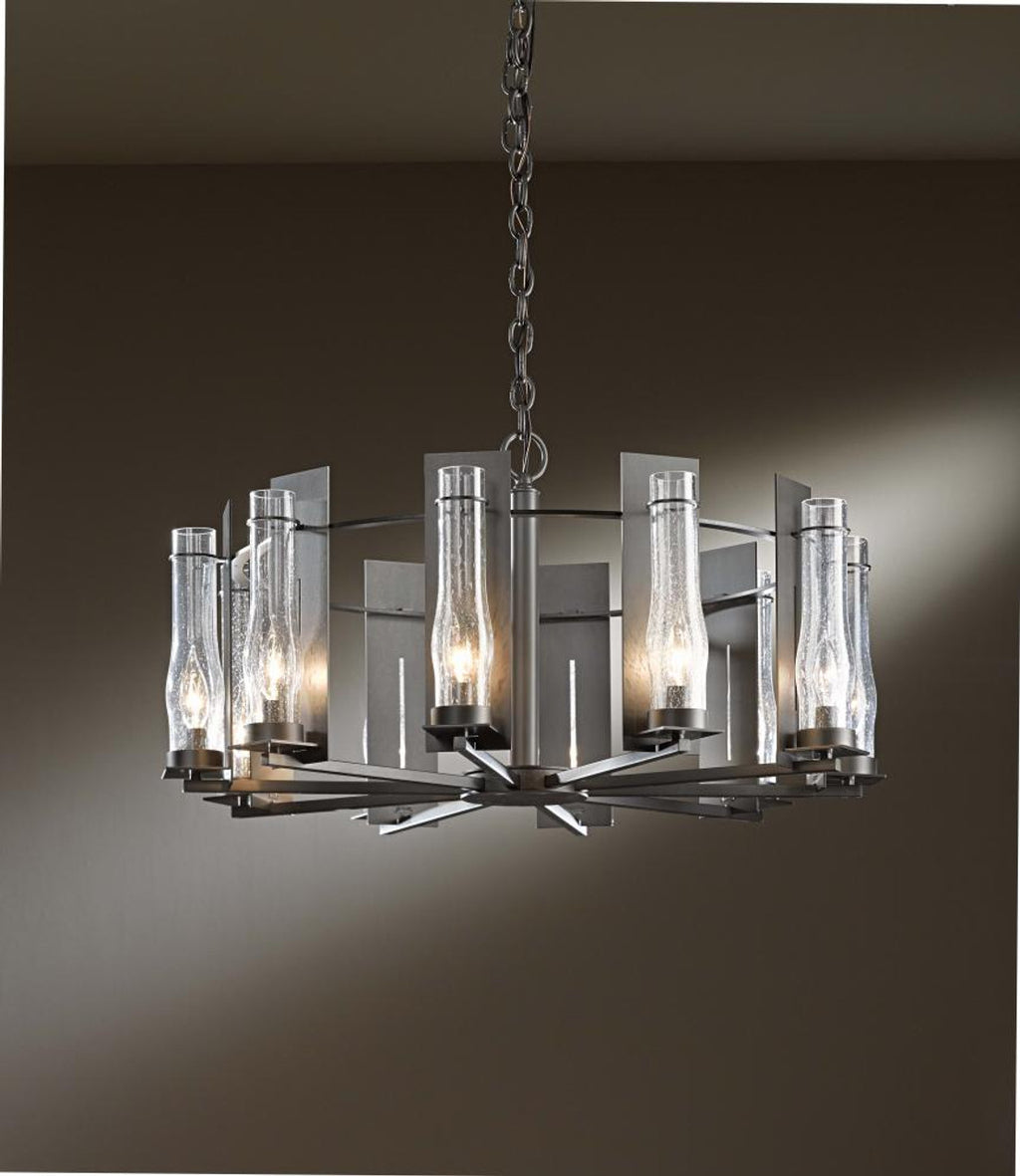 New Town Chandelier, 10-Light, Black, Seeded Clear Glass, 30"W (103290-SKT-10-II0184 39CH1G)