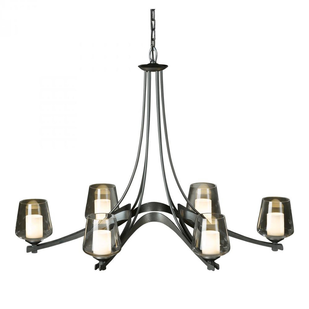 Ribbon Chandelier, 6-Lights, Vintage Platinum, Opal and Clear (ZU), 38.5"W (104116-SKT-82-ZU0291 3WHXYC)