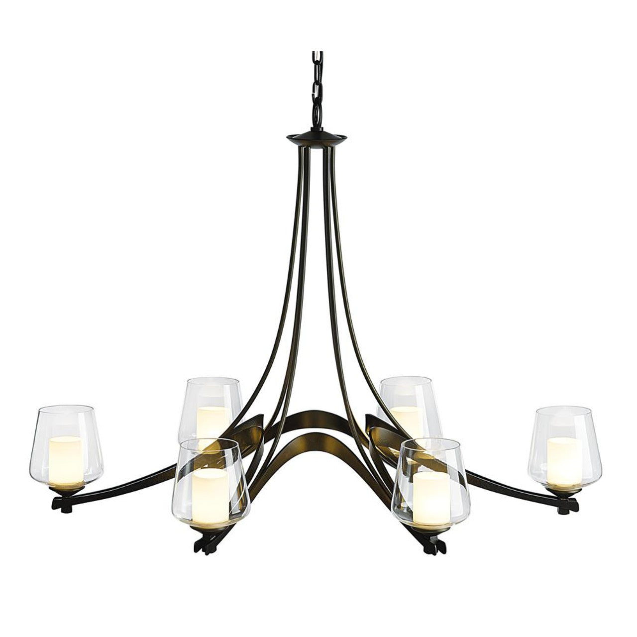 New Town Chandelier, 10-Light, Sterling, Seeded Clear Glass, 30"W (103290-SKT-85-II0184 5D0NQJ)