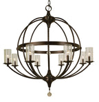 Compass Chandelier, 8-Light, Mahogany Bronze, Clear Seedy Glass Cylinder Shade, 40"W (1078 MB 9M6KW)