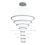 4 Rings Chandelier Light LED Mid-century Chandeliers with Remote