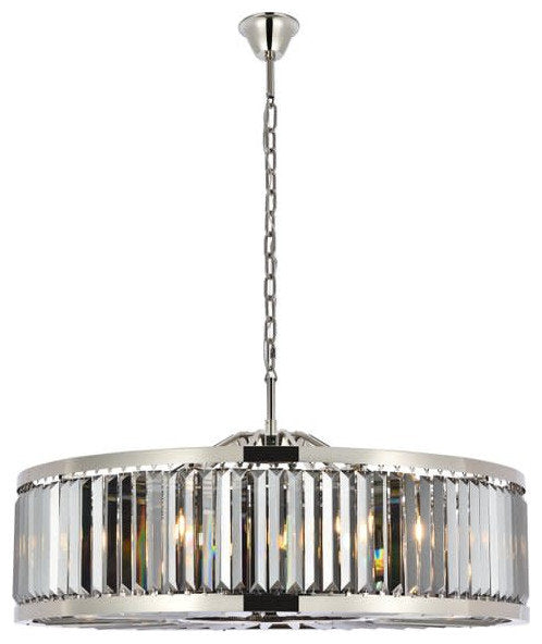 Elegant Lighting 1233G43-SS/RC Chelsea 10 Light 44"W Crystal Drum - Matte BlackBy Elegant Furniture & Lighting