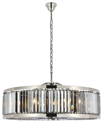 Elegant Lighting 1233G43-SS/RC Chelsea 10 Light 44"W Crystal Drum - Matte BlackBy Elegant Furniture & Lighting