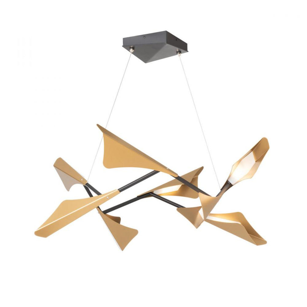 Plume Pendant, 1-Light, Standard Height, LED, Vintage Platinum Frame & Canopy, Natural Iron Plume, 37.6"W (135007-LED-STND-82-20 531Q3V)