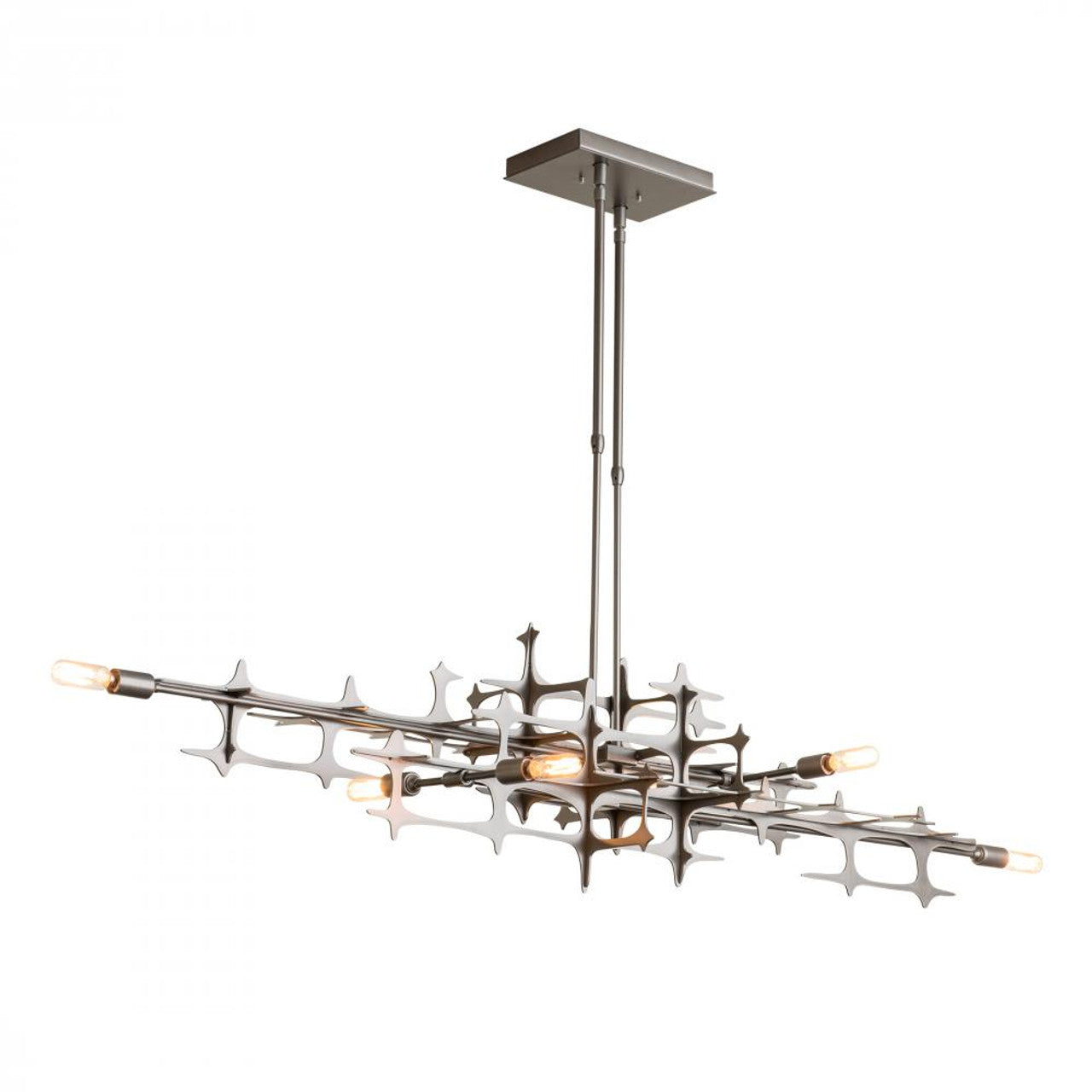 Grid Pendant, 6-light, Long Height, Natural Iron, 16.6"W (136385-SKT-LONG-20 4RY8JD)