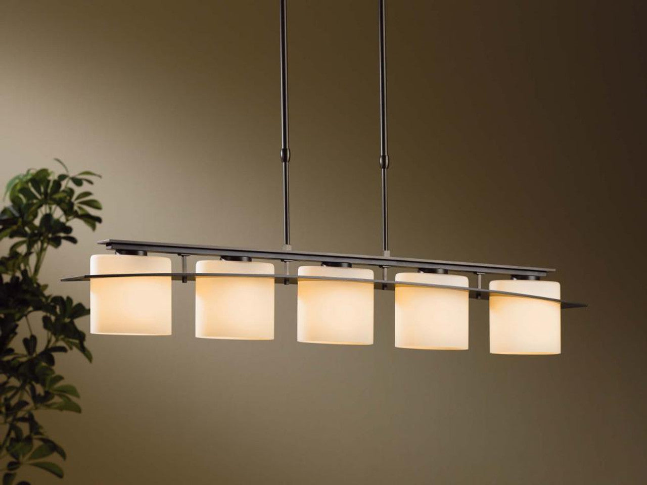 Arc Ellipse Pendant, 5-Light, Short Height, Bronze, Opal Glass, 5.25"W (137525-SKT-SHRT-05-GG0182 MPH3)