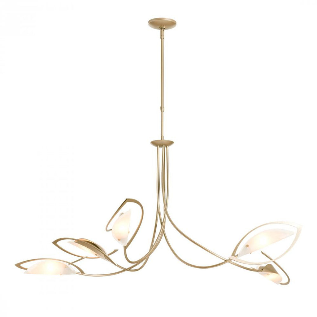 Aerial Pendant, 5-light, Long Height, Soft Gold, Frosted Glass, 47.5"W (137865-SKT-LONG-84-FD0626 4RY9H3)