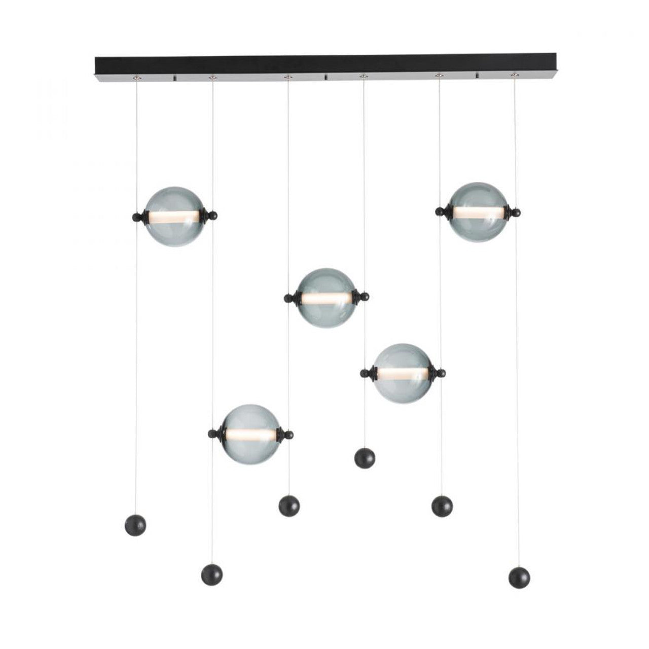 Abacus Pendant, 5-Light, Standard Height, LED, Bronze, Abacus Cool Grey Glass, 5.5"W (139050-LED-STND-05-YL0668 5CQEUG)