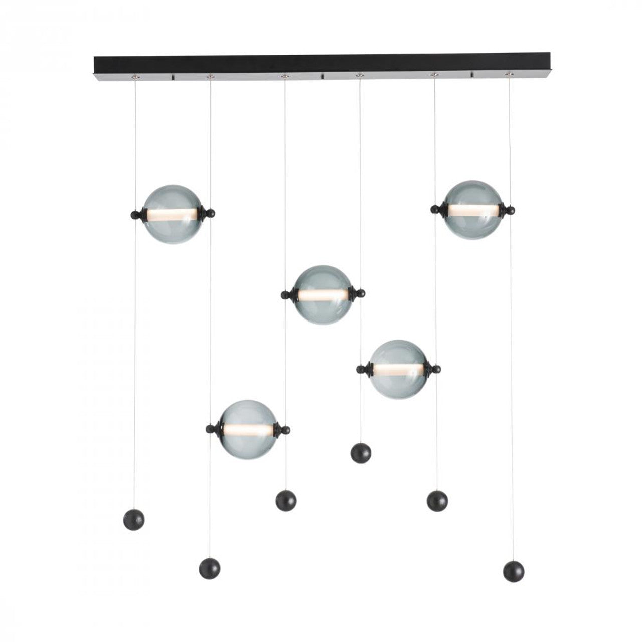 Aerial Pendant, 5-Light, Short Height, Black, Frosted Glass, 47.5"W (137865-SKT-SHRT-10-FD0626 4RY9H9)