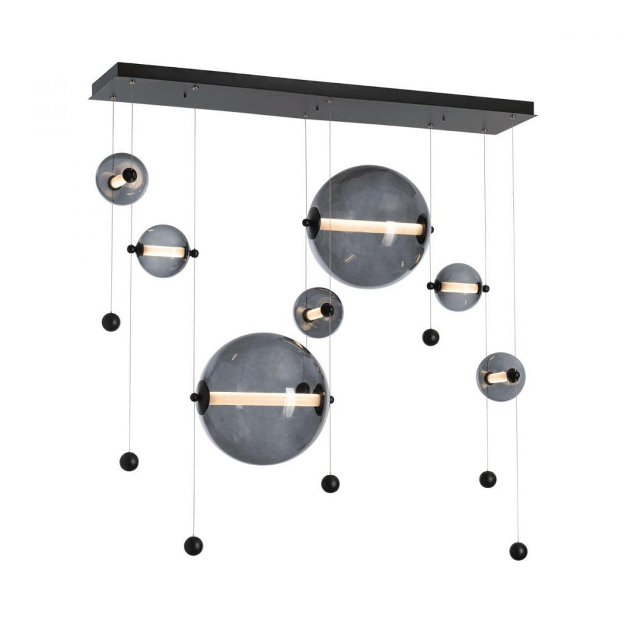 Abacus Pendant, 7-Light, Standard Height, LED, Soft Gold, Abacus Cool Grey Glass, 20.5"W (139054-LED-STND-84-YL0694 5D6W1M)