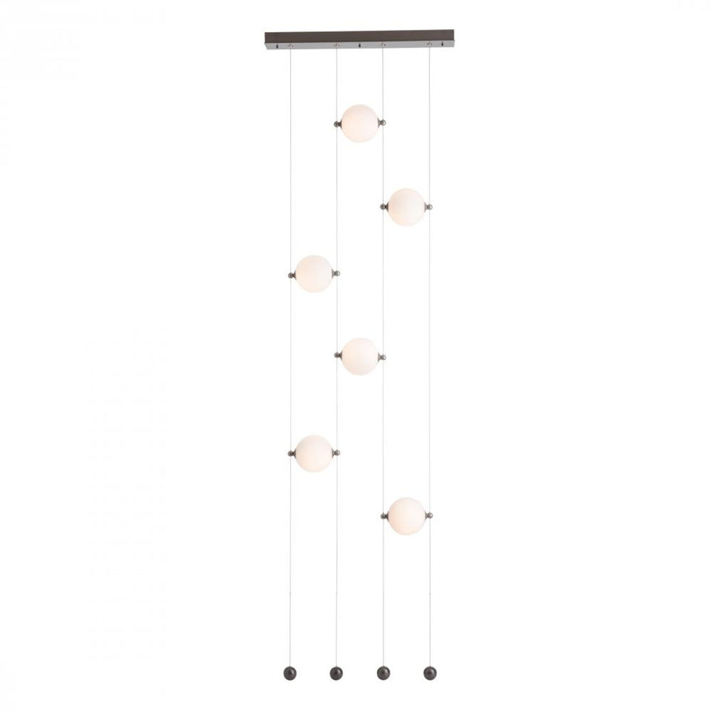 Abacus Pendant, 5-Light, Standard Height, LED, Bronze, Abacus Cool Grey Glass, 5.5"W (139050-LED-STND-05-YL0668 5CQEUG)