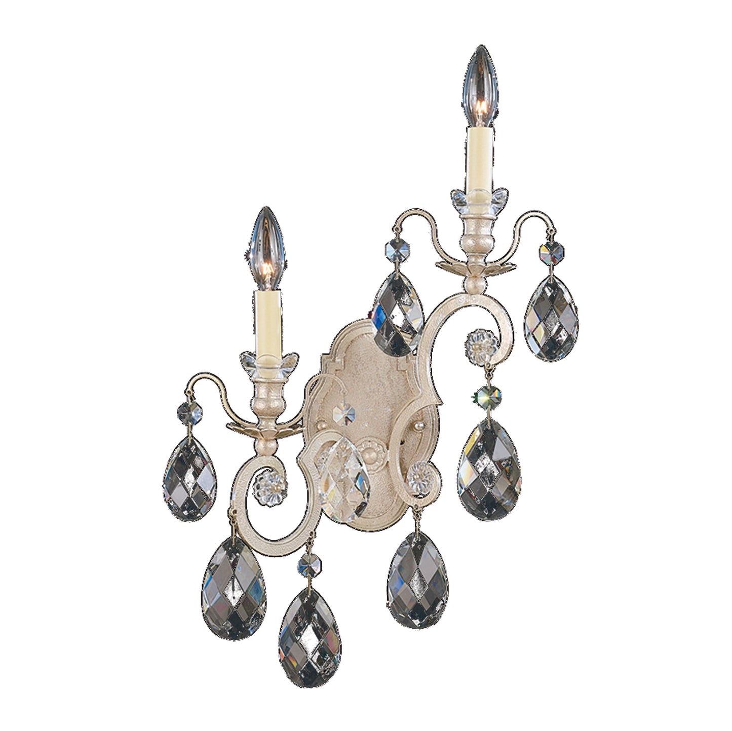Schonbek 3758-48 2 Light Crystal Sconce, Antique SilverBy Schonbek