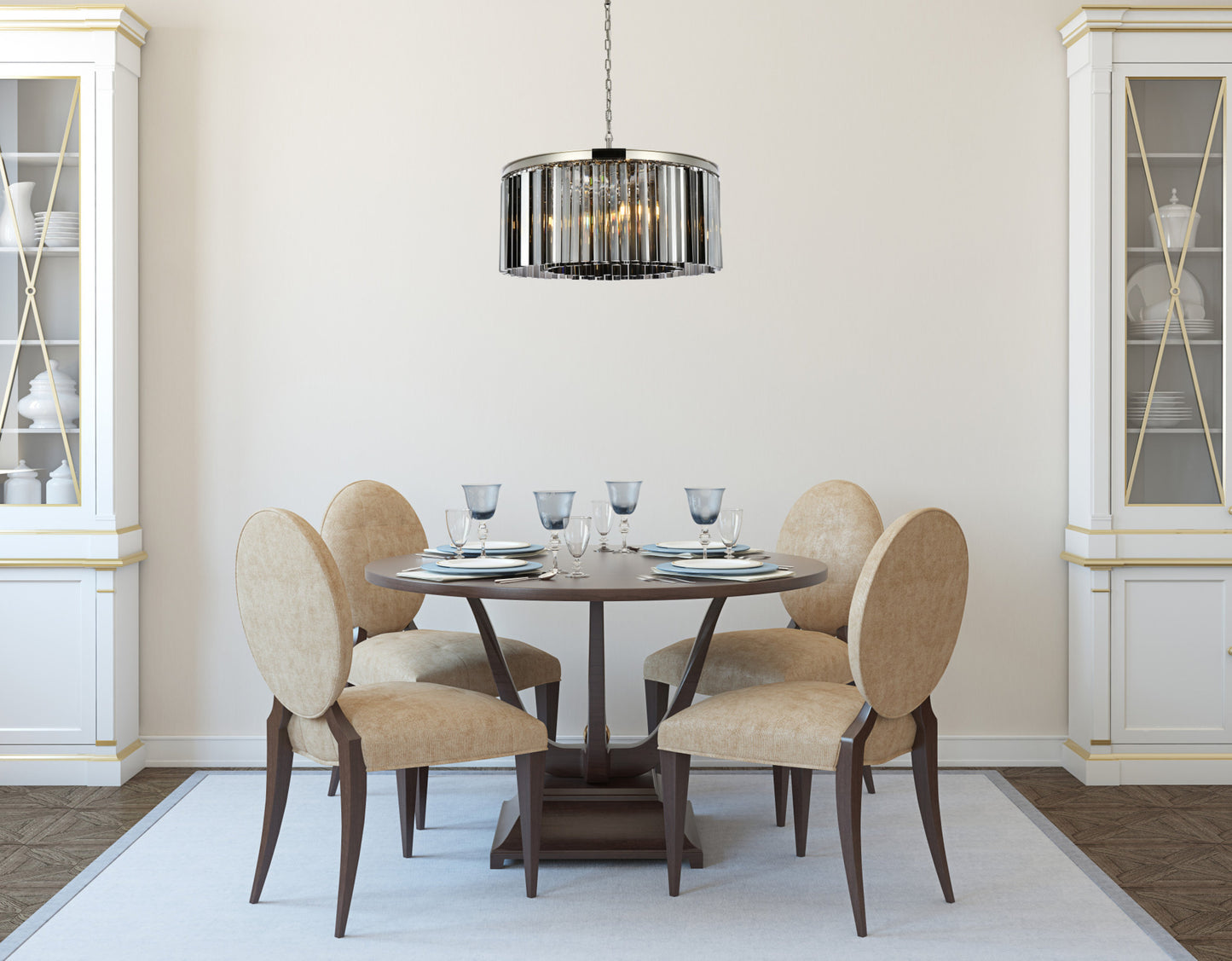 Elegant Lighting 1208D31-SS/RC Sydney 8 Light 32"W Crystal Drum - PolishedBy Elegant Furniture & Lighting