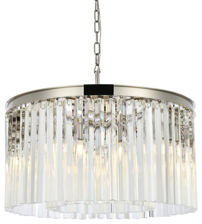 Elegant Lighting 1208D26/RC Sydney 8 Light 26"W Crystal Drum - Polished NickelBy Elegant Furniture & Lighting