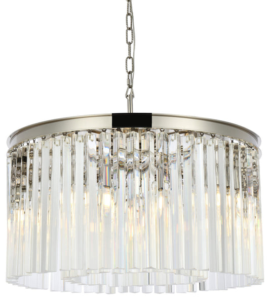 Elegant Lighting 1208D26/RC Sydney 8 Light 26"W Crystal Drum - Polished NickelBy Elegant Furniture & Lighting