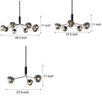 3/5/8-Light Molecule Dimpled Lava Glass Chandelier with Black Metallic Arms