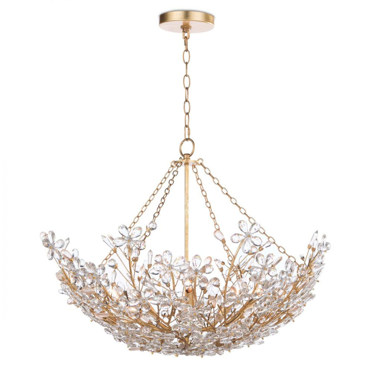 Ashleigh Chandelier, 10-Light, Aged Brass, Clear Outside, Acid Etched Inside Shade, 29.75"W (H122810-AGB 608QAT8)