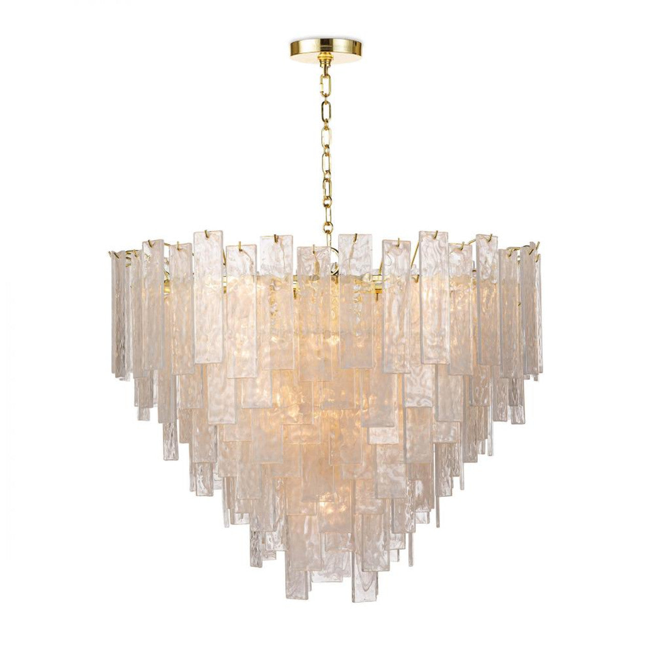 Poppy Glass Chandelier, 9-Light, Natural Brass, 29.5"H (16-1243CLR 504X5ZG)