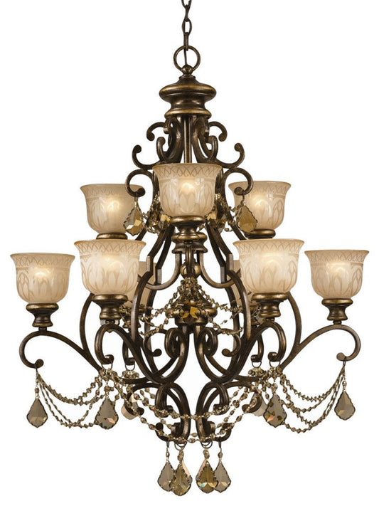 Crystorama Norwalk 9-Light Chandelier 7509-BU-GT-S, Bronze UmberBy Crystorama Lighting