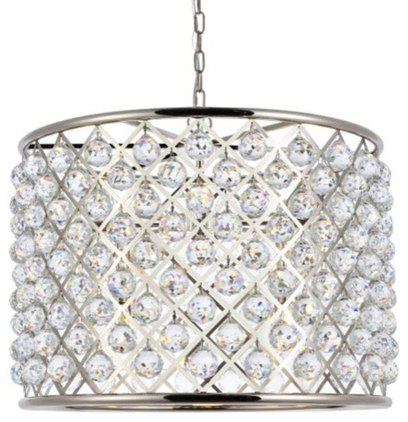 Elegant Lighting 1206D27/RC Madison 8 Light 28"W Crystal Drum - Polished NickelBy Elegant Furniture & Lighting