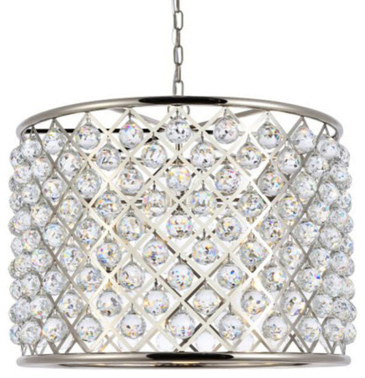 Elegant Lighting 1206D27/RC Madison 8 Light 28"W Crystal Drum - Polished NickelBy Elegant Furniture & Lighting