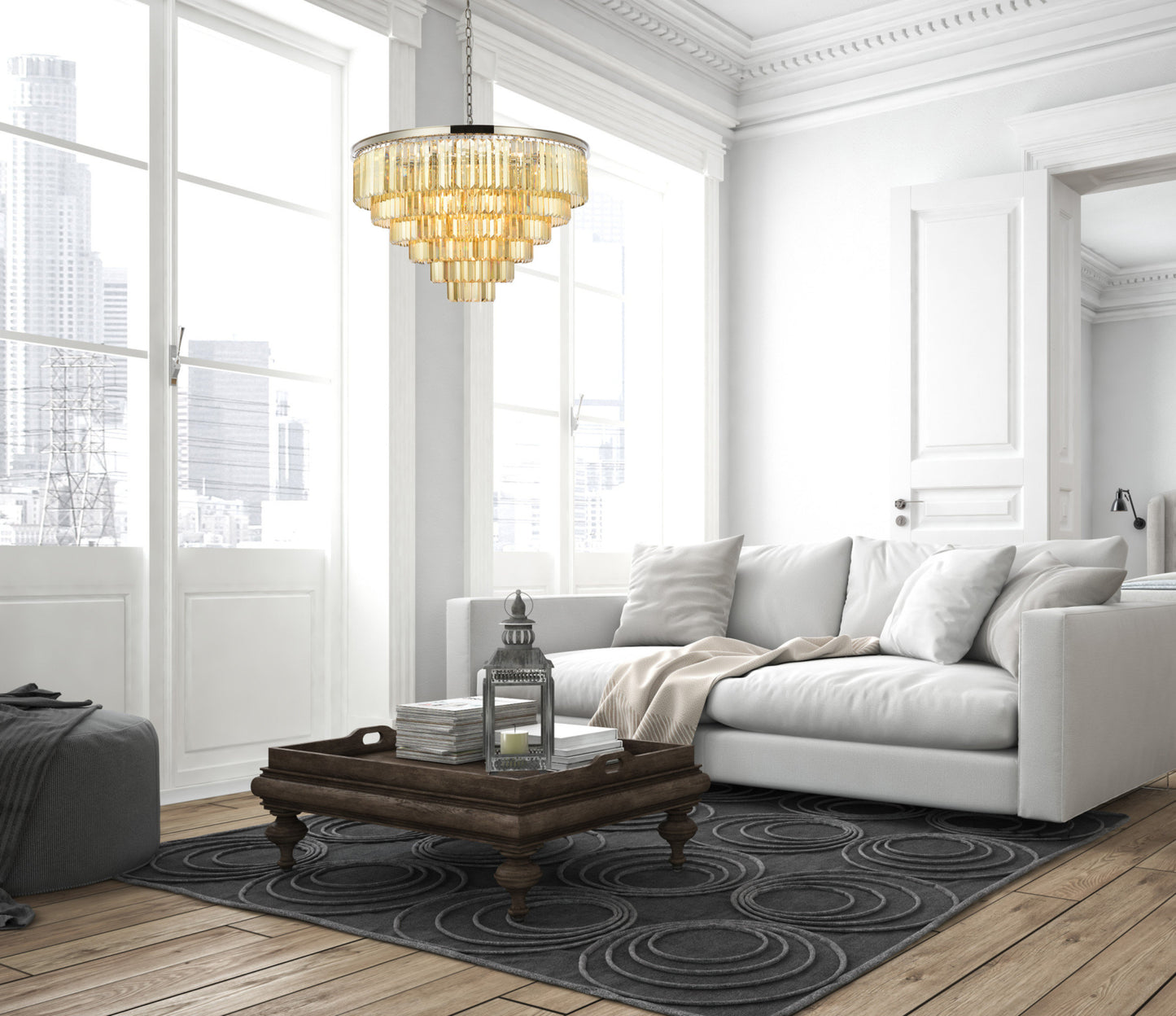 Elegant Lighting 1231D44-GT/RC Sydney 33 Light 44"W Crystal - Polished NickelBy Elegant Furniture & Lighting