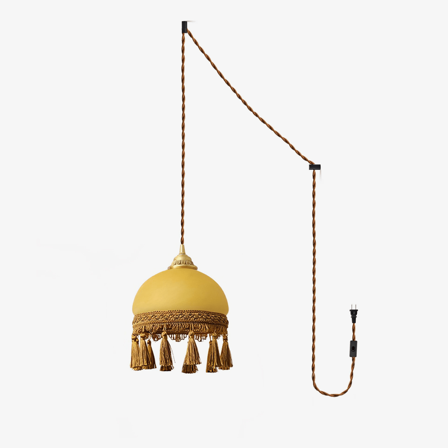 French Tassels Brass Pendant Swag Light