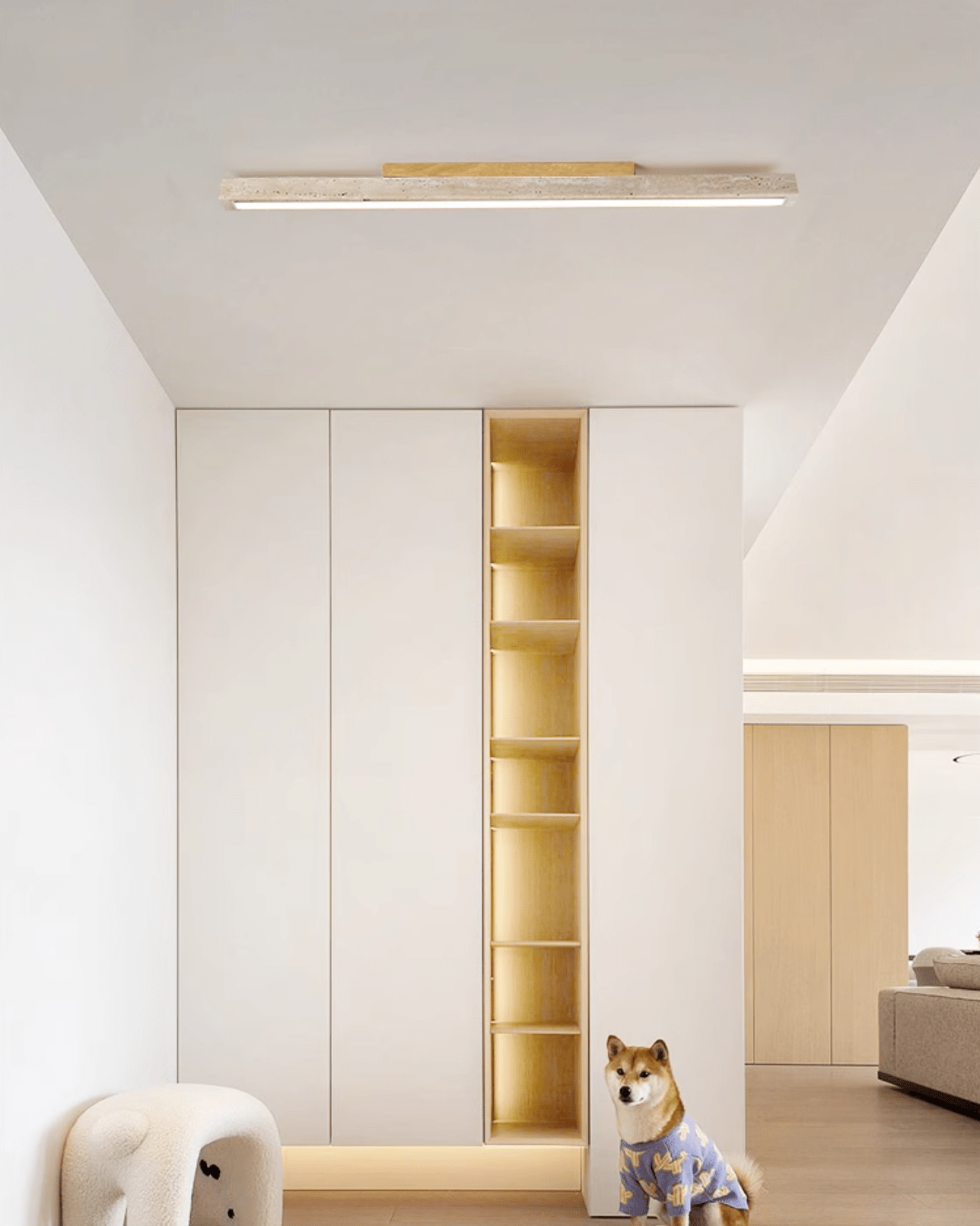 Travertine Column Ceiling Light