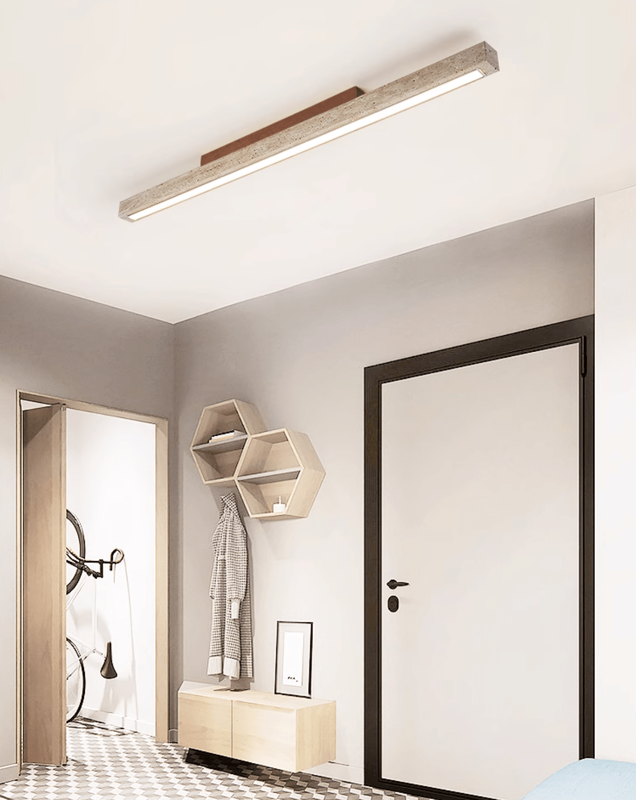 Travertine Column Ceiling Light
